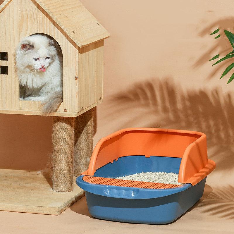 Blue-Orange semi-enclosed cat litter box 