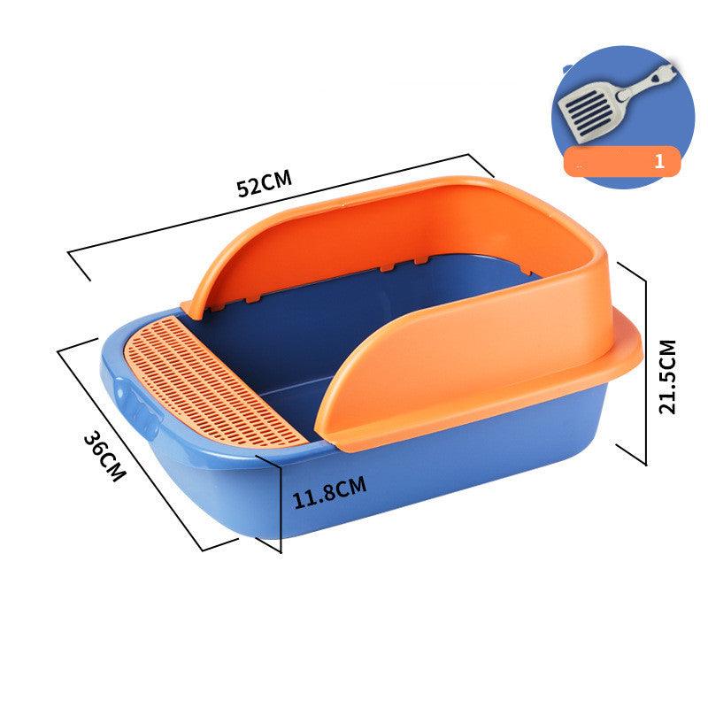 Blue-Orange semi-enclosed cat litter box 