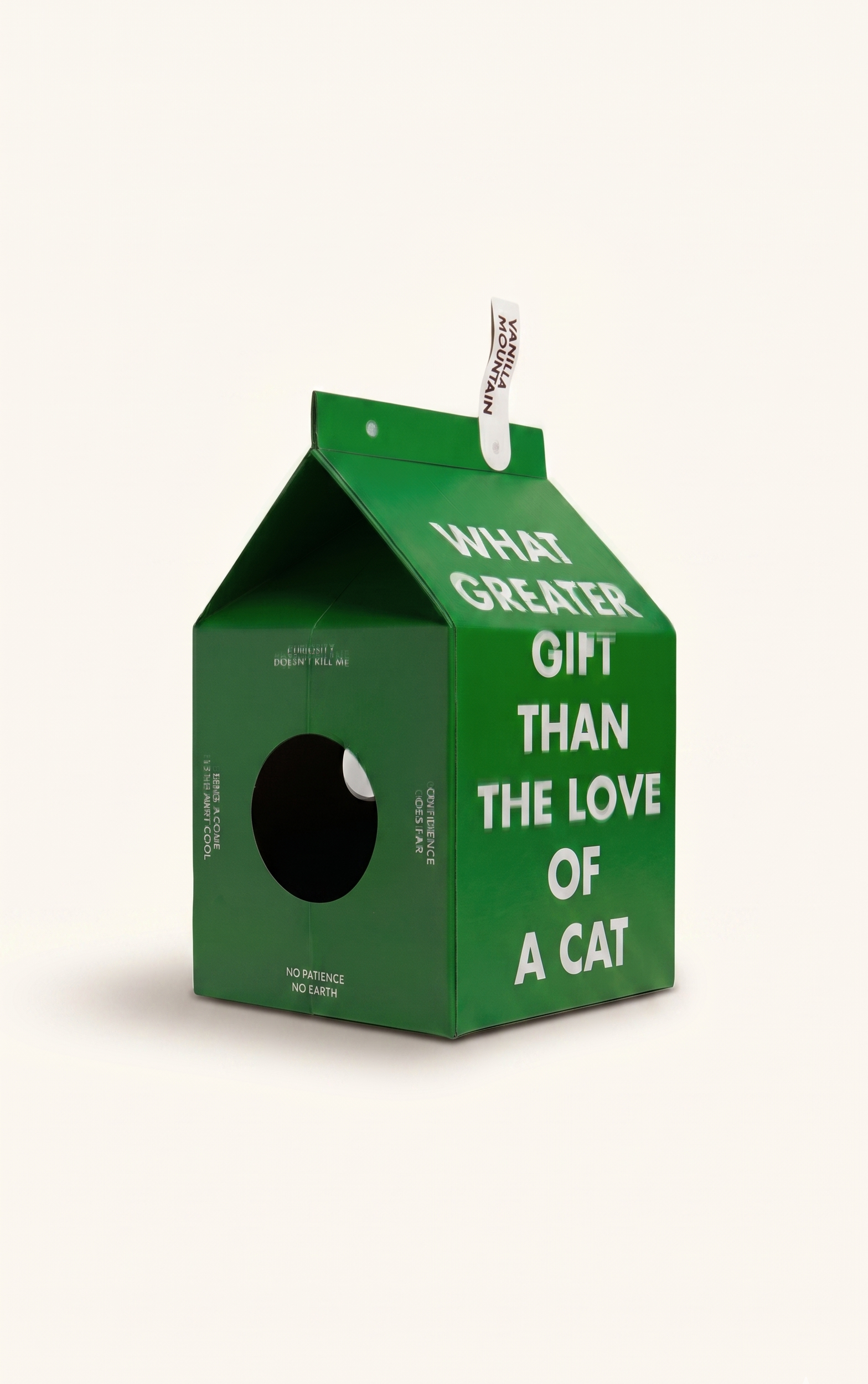 eco-friendly corrugated board cat scratcher shaped like a milk carton