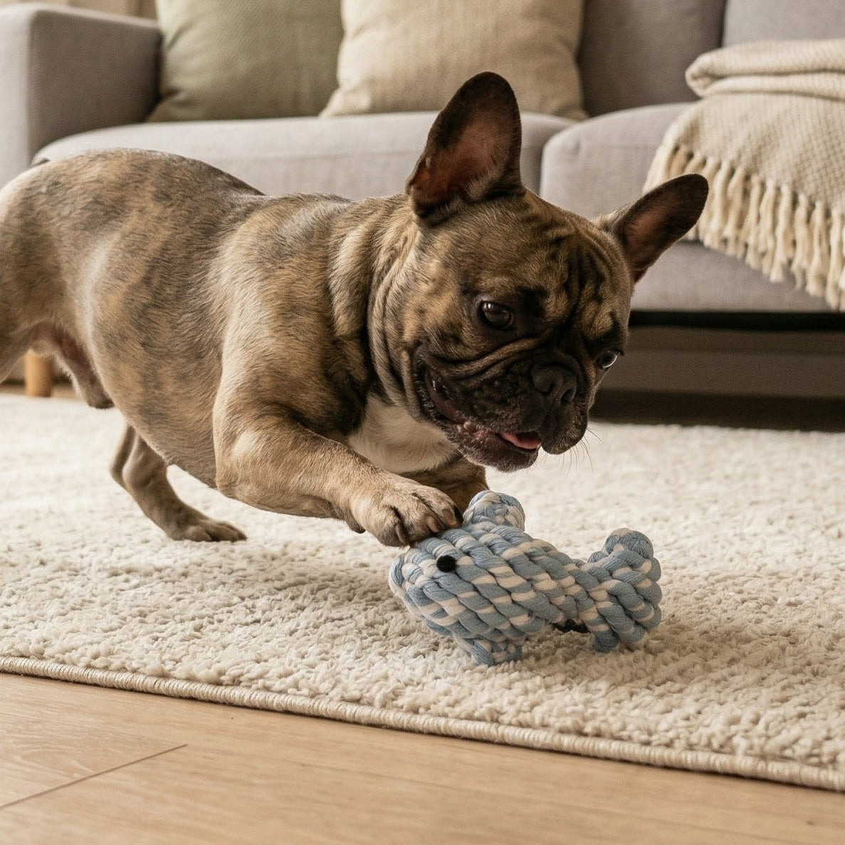 Dog playing with April Fish