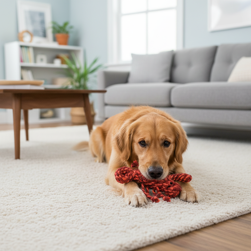 Dog playing with Monli Sir Lobster
