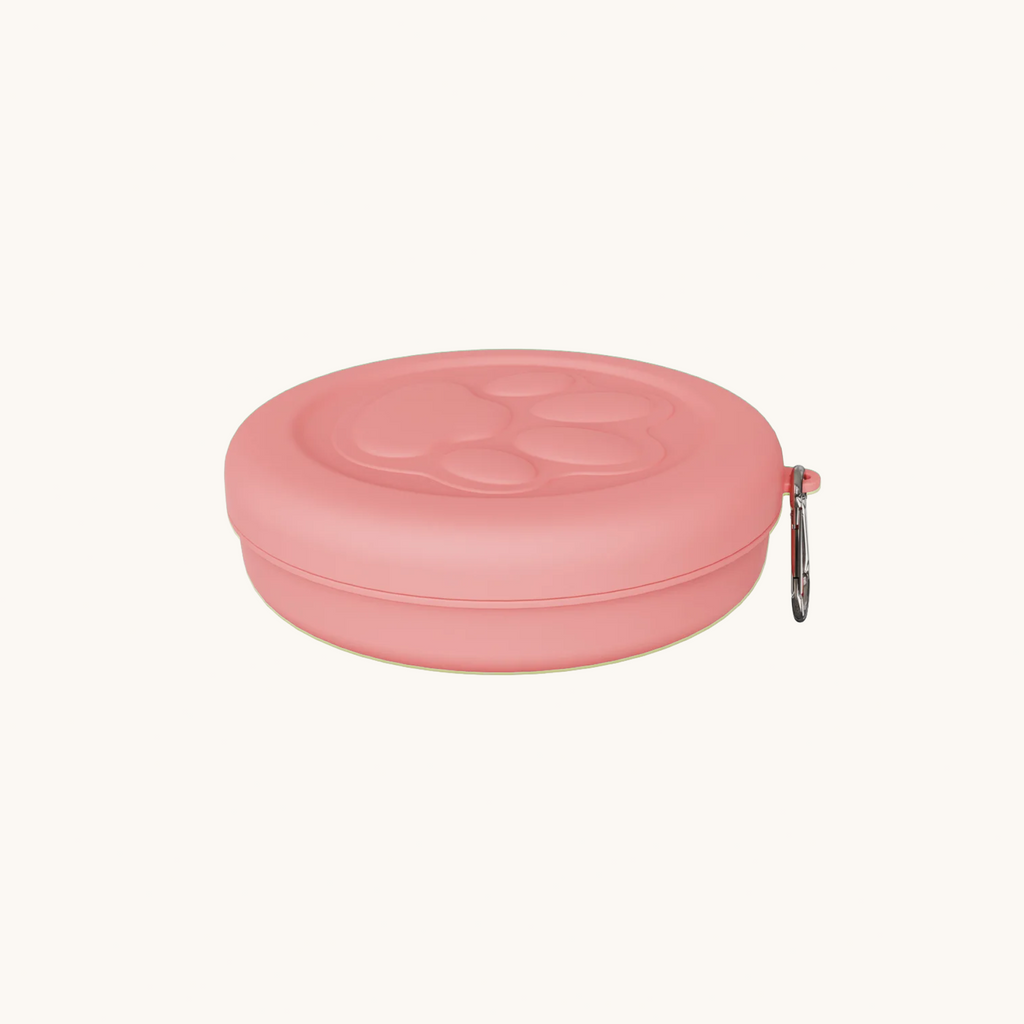 Portable Outdoor Pet Bowl in Red, clip-on design for hiking and camping