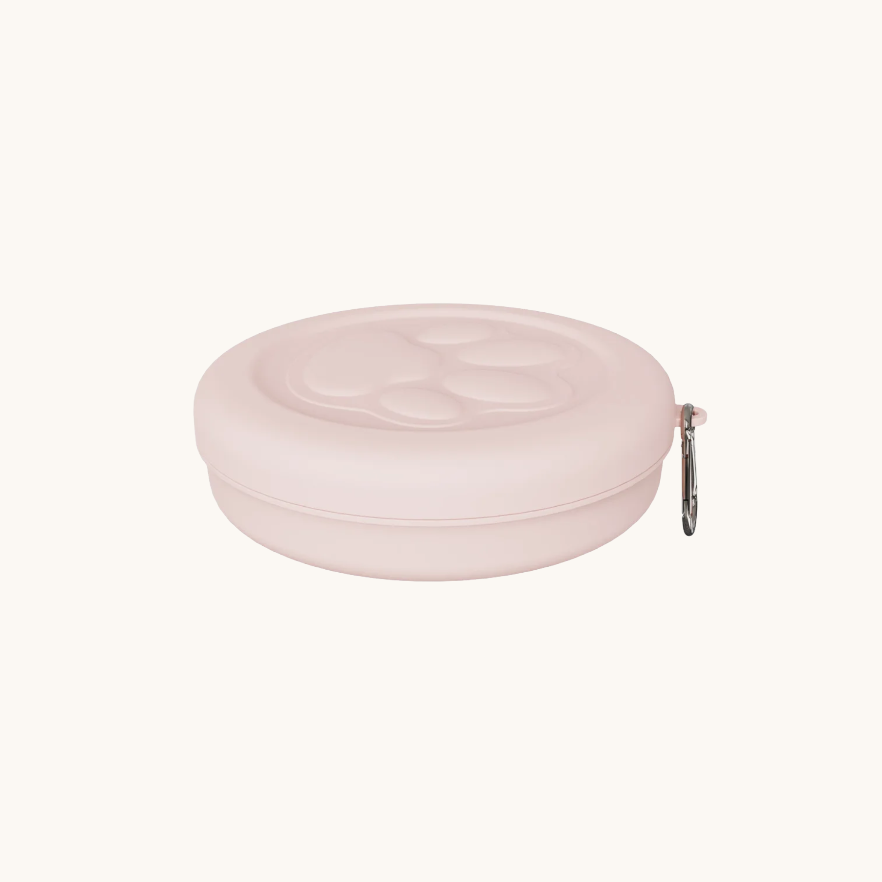Pink collapsed/folded pet bowl for compact storage