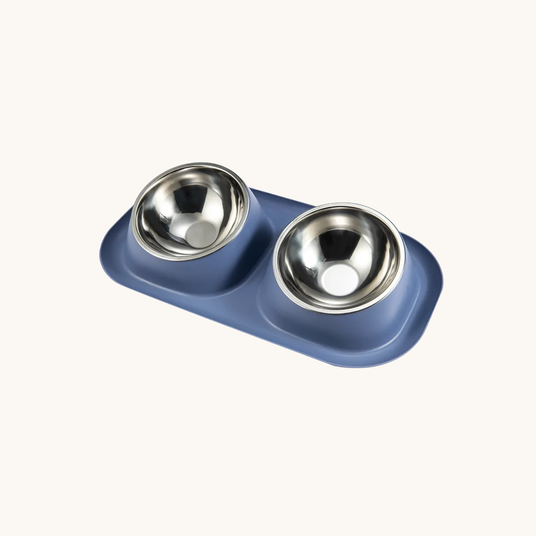 Twin Pet Bowls, raised, tilted bowl design in ocean blue
