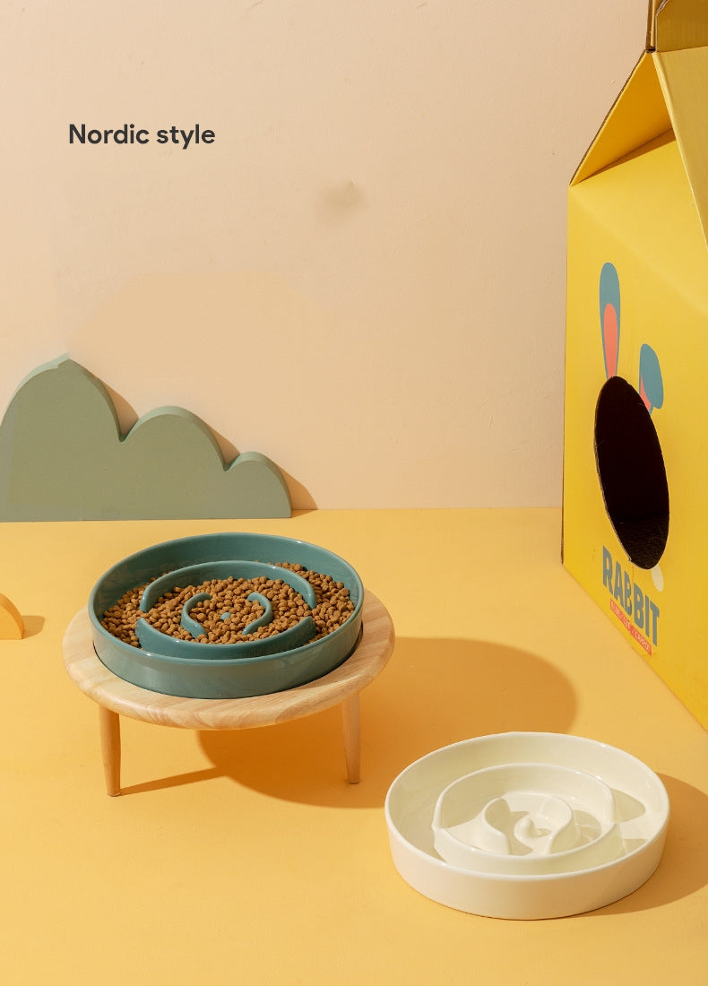 Ceramic slow feeder with and without raised stand